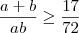 \frac{a+b}{ab} \geq \frac{17}{72} \frac{a+b}{ab} \geq \frac{17}{72}