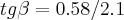 tg\beta=0.58/2.1 tg\beta=0.58/2.1
