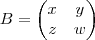 B = \begin{pmatrix} x & y \\ z & w \end{pmatrix} B = \begin{pmatrix} x & y \\ z & w \end{pmatrix}