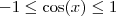 -1 \leq \cos (x) \leq 1 -1 \leq \cos (x) \leq 1