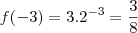 f(-3) = 3.2^{-3} = \frac{3}{8} f(-3) = 3.2^{-3} = \frac{3}{8}