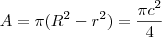 A = \pi (R^2 - r^2) = \frac{\pi c^2}{4}