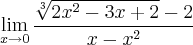 \lim_{x\rightarrow0} \frac{\sqrt[3]{2x^2-3x+2}-2}{x-x^2}