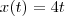 x(t) = 4t x(t) = 4t