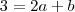 3 = 2a +b 3 = 2a +b