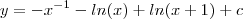 y=-x^{-1}-ln(x)+ln(x+1)+c