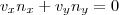 v_{x}n_{x} + v_{y}n_{y} = 0 v_{x}n_{x} + v_{y}n_{y} = 0