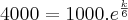 4000 = 1000.{e}^{\frac{k}{6}} 4000 = 1000.{e}^{\frac{k}{6}}