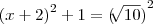 {(x+2)}^{2} + 1 = {(\sqrt[]{10})}^{2}