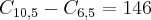 {C}_{10,5}-{C}_{6,5} = 146 {C}_{10,5}-{C}_{6,5} = 146