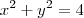 x^{2}+y^{2}= 4 x^{2}+y^{2}= 4