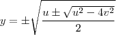 y = \pm \sqrt{\frac{u \pm \sqrt{u^2-4v^2}}{2}}