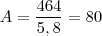 A=\frac{464}{5,8}=80