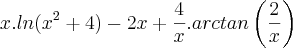 x.ln({x}^{2}+4)-2x+\frac{4}{x}.arctan\left(\frac{2}{x}\right)