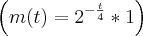 \left(m(t) = {2}^{-\frac{t}{4}} * 1 \right) \left(m(t) = {2}^{-\frac{t}{4}} * 1 \right)