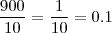 \frac{900}{10} = \frac{1}{10} = 0.1