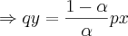 \Rightarrow qy=\frac{1-\alpha}{\alpha}px \Rightarrow qy=\frac{1-\alpha}{\alpha}px