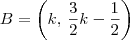 B = \left(k,\, \frac{3}{2}k - \frac{1}{2}\right)