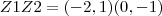 Z1Z2 = (-2,1)(0,-1) Z1Z2 = (-2,1)(0,-1)