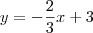 y = - \frac{2}{3}x +3