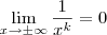 \lim_{x\to \pm\infty} \frac{1}{x^k} = 0 \lim_{x\to \pm\infty} \frac{1}{x^k} = 0
