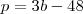 p = 3b - 48