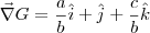 \vec{\nabla}G = \frac{a}{b}\hat{i}+\hat{j}+\frac{c}{b}\hat{k} \vec{\nabla}G = \frac{a}{b}\hat{i}+\hat{j}+\frac{c}{b}\hat{k}