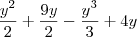 \frac{y^2}{2}+\frac{9y}{2}-\frac{y^3}{3}+4y \frac{y^2}{2}+\frac{9y}{2}-\frac{y^3}{3}+4y