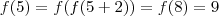 f(5) = f(f(5+2)) = f(8) = 9 f(5) = f(f(5+2)) = f(8) = 9