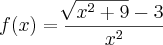 f(x)= \frac{\sqrt[]{x^2+9}-3}{x^2}