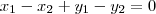 x_1-x_2+y_1-y_2=0 x_1-x_2+y_1-y_2=0