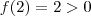 f(2) = 2 > 0