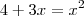 4 + 3x = x^2 4 + 3x = x^2
