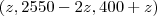 (z, 2550-2z, 400+z)