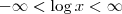 -\infty < \log{x} < \infty