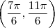 \left(\frac{7\pi}{6} , \frac{11\pi}{6}\right) \left(\frac{7\pi}{6} , \frac{11\pi}{6}\right)