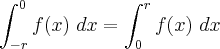 \int_{-r}^{0}f(x) \ dx = \int_{0}^{r}f(x) \ dx \int_{-r}^{0}f(x) \ dx = \int_{0}^{r}f(x) \ dx