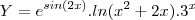 Y = e^{sin(2x)}.ln(x^2+2x).3^x