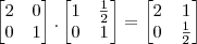 \begin{bmatrix}2&0\\0&1\end{bmatrix}.\begin{bmatrix}1&\frac{1}{2}\\0&1\end{bmatrix}=\begin{bmatrix}2&1\\0&\frac{1}{2}\end{bmatrix} \begin{bmatrix}2&0\\0&1\end{bmatrix}.\begin{bmatrix}1&\frac{1}{2}\\0&1\end{bmatrix}=\begin{bmatrix}2&1\\0&\frac{1}{2}\end{bmatrix}