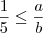 \frac{1}{5} \leq \frac{a}{b} \frac{1}{5} \leq \frac{a}{b}