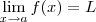 \lim_{x\to a}f(x)=L
