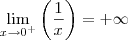 \underset{x\rightarrow 0^+}{\lim }\left (\frac{1}{x} \right ) = +\infty \underset{x\rightarrow 0^+}{\lim }\left (\frac{1}{x} \right ) = +\infty