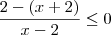 \frac{2 - (x+2)}{x-2} \leq 0 \frac{2 - (x+2)}{x-2} \leq 0