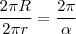 \frac{2\pi R}{2\pi r}=\frac{2\pi}{\alpha} \frac{2\pi R}{2\pi r}=\frac{2\pi}{\alpha}