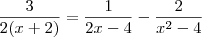 \frac{3}{2(x + 2)} = \frac{1}{2x - 4} - \frac{2}{x^2 - 4}