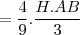 =\frac{4}{9}.\frac{H.AB}{3} =\frac{4}{9}.\frac{H.AB}{3}