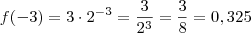 f(-3)=3\cdot 2^{-3}=\dfrac{3}{2^3}=\dfrac{3}{8}=0,325