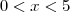 0<x<5 0<x<5