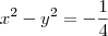 x^2 - y^2 = -\frac{1}{4} x^2 - y^2 = -\frac{1}{4}