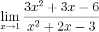 \lim_{x\rightarrow1}\frac{3x^2+3x-6}{x^2+2x-3^}